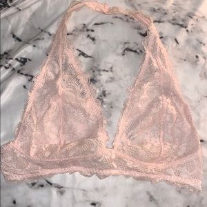 Free People pink lace halter bralette